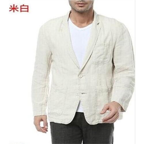Blazer men suit linen jacket summer single breasted loose thin slim fit male jacket new design suits man top fashion blazers 2XL