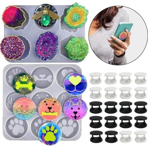 Mobile Phone Socket Epoxy Resin Mold DIY Cellphone Grip Holder Silicone Mould