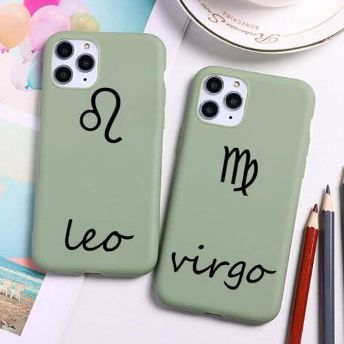 Zodiac Sign Phone Case For iphone 12 11 Pro Max Mini XS 8 7 6 6S Plus X SE 2020 XR Candy green Silicone cover