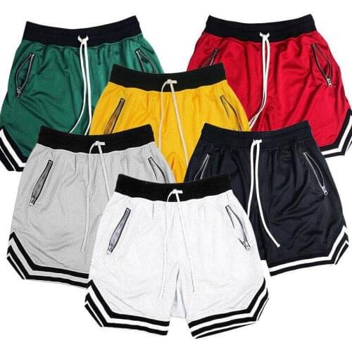 Sports casual shorts striped drawstring anti-pilling five-point pants basketball fitness loose and quick-drying five-point short