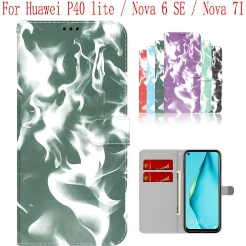 Sunjolly Case for Huawei P40 lite Nova 6 SE Nova 7I Wallet Stand Flip PU Phone Case Cover coque capa Case Cover
