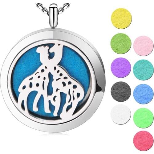 AMYA Jewelry 30mm Giraf Tree Dolphin Shell Aromatherapy Essential Oils Stainless Steel pendant Perfume Diffuser Locket Necklace