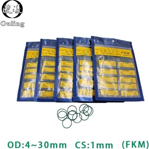 Fluorine rubber Ring Green O-Ring Seal FKM thickness CS1mm multiple size repair kit combination Oil Gaskets wear resistant