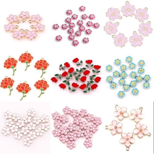 20Pcs/lot Red Love Rose Flower Floating Charms Finding Valentines Day Gift Jewelry Wholesale