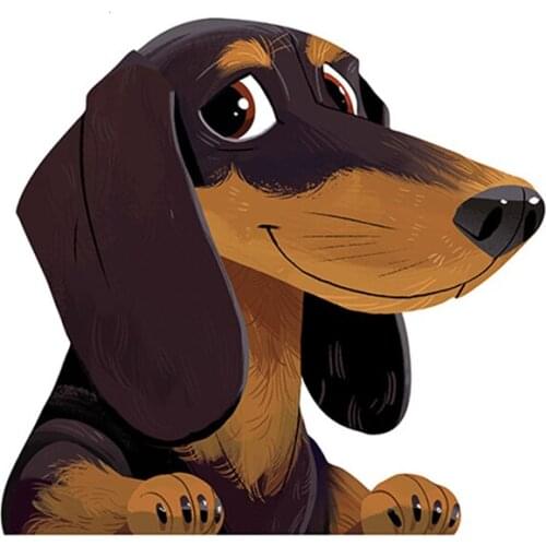 JuYouHui Exterior Accessories Decal Cartoon Dachshund Sticker Pet Dog Vinyl Decals Animal Car Stickers Waterproof Styling