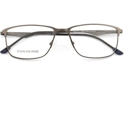 YOUTOP Business Womens Myopia Anti-blue Ray Frame Mens Fashion Square Eyeglasses Striped Stainless Steel Eyewear 2702