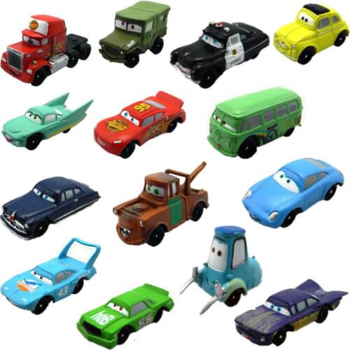 14PCS Car Story Lightning McQueen Car King Roadbuster Screw Die Animation Model Cake Doll Ornaments Happy Birthday Cake Topper