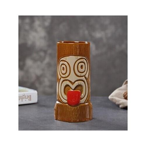 2021 Hawaii Tiki Mugs Cocktail Cup Beer Beverage Mug Wine Mug Ceramic Easter Islander Tiki Cup