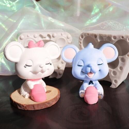 3D three-dimensional cute couple mouse silicone mold