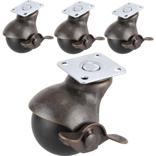 4pcs 1.5 Inch 2 inch Ball Caster Wheel for Furniture Antique Swivel Caster With Top Plate 360 Degree Rotated /Smooth & Quite