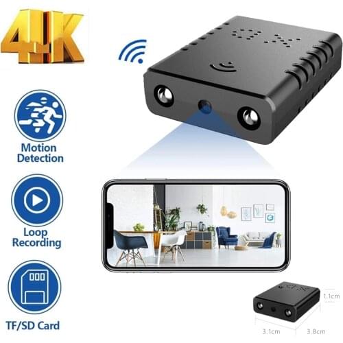 4K 1080P Mini Camera WiFi XD Smart Wireless Camcorder ip Smallest Mini Camcorder Sport Micro Camera Loop Recording Remote Monito