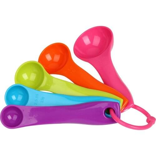5pcs/set Measuring Spoons Colorful Plastic (1 / 2.5 / 5 / 7.5/ 15ml) Measure Spoon Super Useful Sugar Cake Baking Spoon