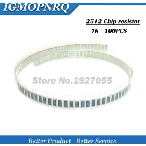 50PCS Chip resistor 2512 5% 1K ohm 1W 102 SMD Resistor 1k 5% 1w 2512 new