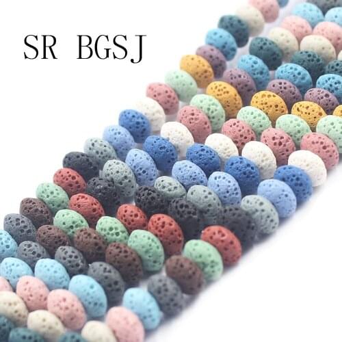 Free Shipping 4x8mm 5x10mm Mixed Colors Rondelle Shape Band Stripe Natural Stone Lava Jewelry Findings Loose Beads 15"