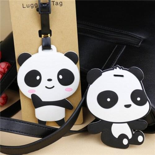 Panda Luggage Tag Cartoon Silica Gel Suitcase ID Address Holder Baggage Boarding Tags Portable Travel Accessories