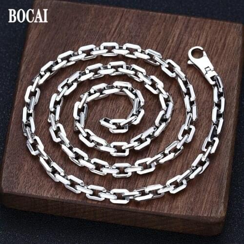 BOCAI Real 100% Solid s925 silver jewelry thick 6MM horned chain domineering personality trendy sunshine simple Man necklace