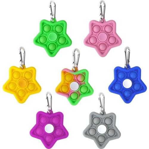 Star Key chain Simple Fidget Spinner Push Pop Bubble Hand Spinner for ADHD Anxiety Stress Relief Bulk Sensory Party Favor