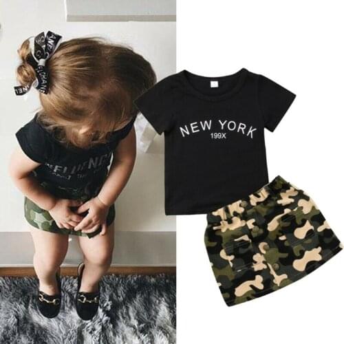 CANIS Newborn Toddler Baby Girls Tops T-shirt Skirts Camouflage Dress Clothes Floral Shorts Skirt Pants