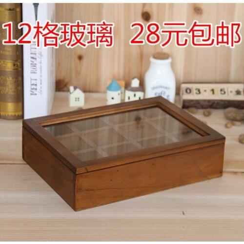 Wood vintage retro finishing jewelry box accessories storage box belt glass cover box 26.3*19.8*6.7cm