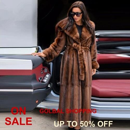 TOPFUR X-Long Wrap Coats Real Mink Fur Coat Natural Mink Fur Coat Thick Warm Winter Luxury Female Full Sleeves Overcoat Hot Sale