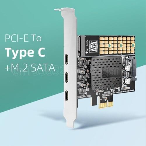 Pci-E to dual Type-C USB3.1 M2 Expansion Card 4 Port 10Gbps High-Speed Type C Adapter Card pcie converter tc usb 3.1