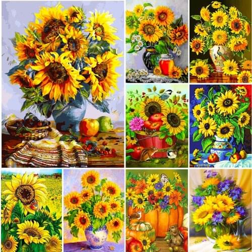 5D DIY Diamond Painting Sunflower Kits Full Drill Square Embroidery Mosaic Flower Picture of Rhinestones Home Decoration Gift