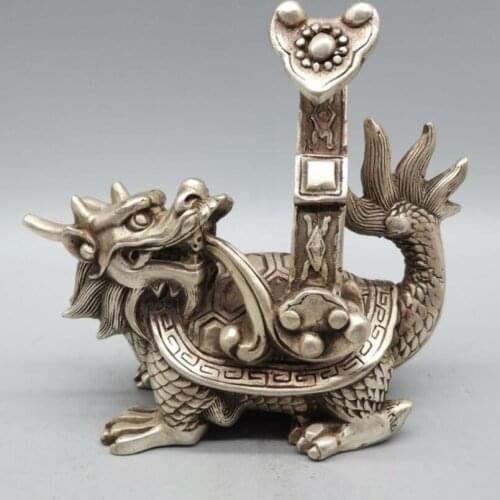 China archaize White copper dragon turtle crafts statue