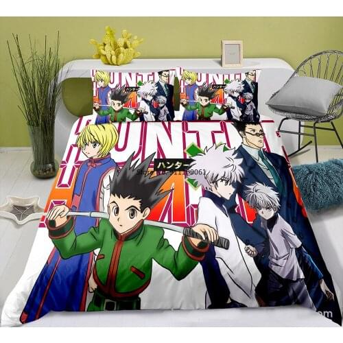 Home Textiles Anime Hunter X Hunter 3D Print Decorate Bedding Set Duvet Cover and Pillowcases Microfiber for Kids Anime Boys
