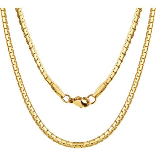 2021 TRENDY Stainless Steel Flat Chain Domineering And Simple Necklace Gold 3MM Thick Fashion Chain Metal Accessories For Men