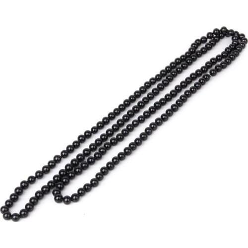 Fashion Faux Pearl Long Sweater Chain Necklace--black