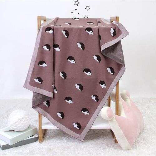 100x80cm Spring Autumn Cartoon Hedgehog Soft Knitted New-Cotton Baby Blankets Newborn Soft Biotic Cotton Swaddle Wrap Baby Stuff