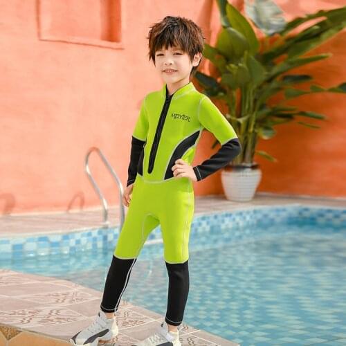 2-15 Years Toddler Girl Swimsuit Warm Children Swimsuit Boys Girls One Piece Long Sleeve Swimsuit Quick Dry Uv Baby Swimwear