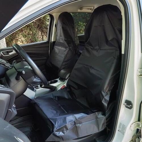 Pair Of Throw Over Car Seat Covers Slip On Black Waterproof Oxford Cloth Protector Durable