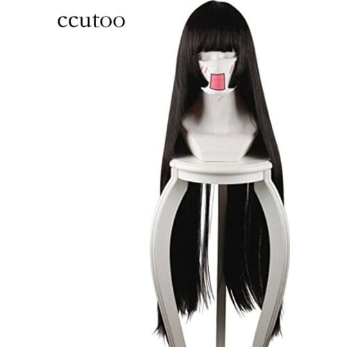 Ccutoo Jabami Yumeko 80cm X Long Anime Hell Girl Enma Ai Straight Black Synthetic Hair Cosplay Wig Heat Resistance Fiber
