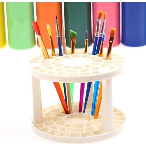Art Supplies Using Paint Brush Penholder White Round Plastic Drawing Fashion Product Set 1 Piece (beige)14.5*12.8cm