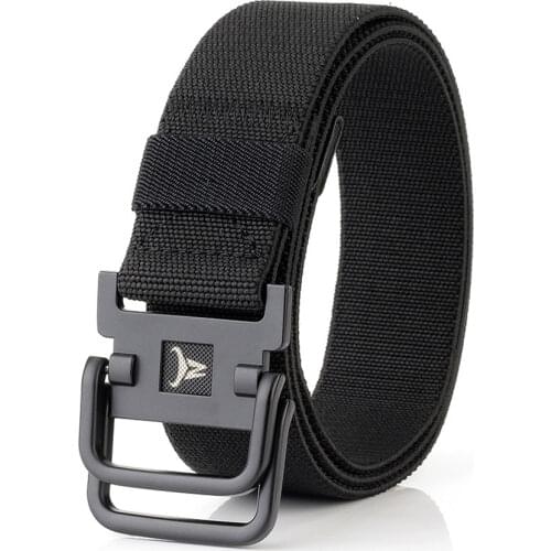 Elastic Army Belt Men Combat Tactical Designer Belts For Jeans Pants 2 Ring Buckles Solid Casual Nylon Strap Canvas Waist Belt
