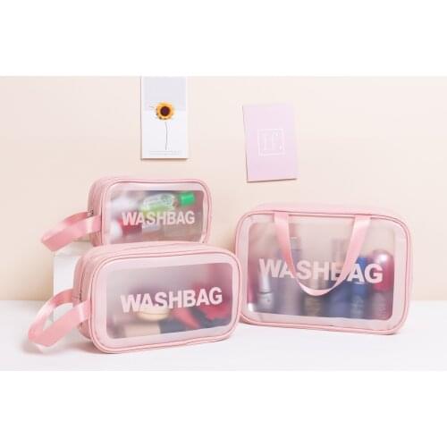 S/M/L Portable Cartoon Cosmetic Tote Bag Frosted Design Waterproof PVC GYM Swiming Wash Bags Travel Makeup Storage Purses
