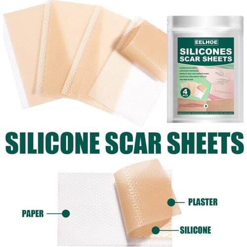 4pcs Scar Removal Silicone Gel Scar Sheet for Trauma Injury Reduction Therapy Burn Sheet Skin Repair Treatment