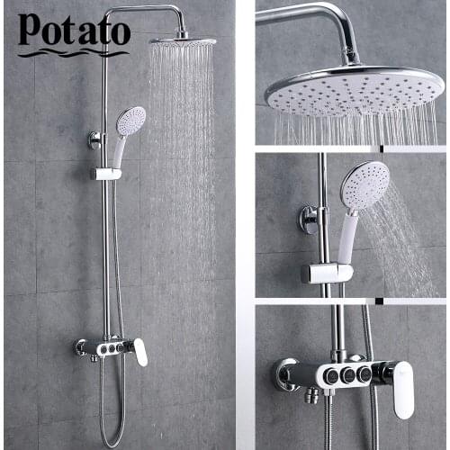 Potato Bathroom Faucet Shower System Rainfall Mixer Tap Sprayer Wall Mounted Chrome Sprayer Shower Set With Shower Head p3595