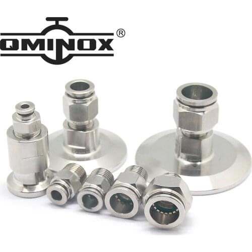 Pneumatic Tube Connector Male Straight NPT Thread Push to Connect Fittings 4 6 8 10 12 16 With Tri Clamp Female adapter 1 1.5 2