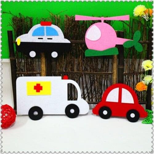 T-N Transportation Wall Stickers Decoration Police Car Airplane Bus Vehicle Nonwowen Felt Blackboard Newspaper Classroom DIY Toy