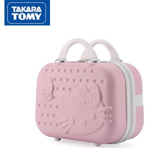 TAKARA TOMY Fashion Cute Cartoon Hello Kitty Small Portable Cosmetic Case Storage Bag Portable Travel Hard Leather Case