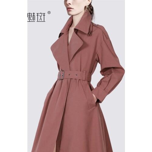 Temperament is popular. Autumn windbreaker womens middle and long 2021 new waist closing thin coat