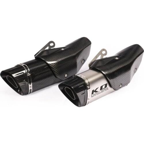 51mm Universal Motorcycle Exhaust Tail Pipe Without Silencer 430mm Stainless Steel and Carbon Fiber For ATV Street Bike