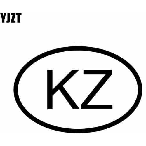 YJZT 14.9CM*10.1CM CAR STICKER VINYL DECAL KZ KAZAKHSTAN COUNTRY CODE OVAL Black Silver C10-01315