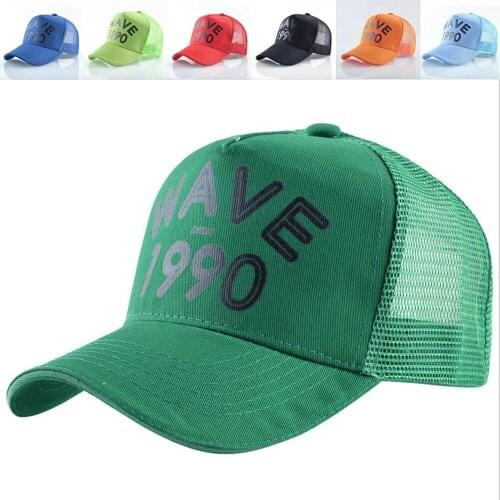 Womens Baseball Cap Fluorescent Solid Color Letter Print Wave 1990 Male Cotton Hip Hop Hat Youth Student Truckers Hats