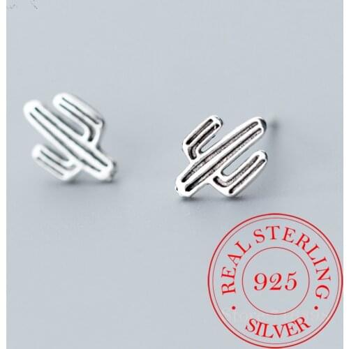 100% 925 Sterling Silver Womens Fashion Vintage Cactus Stud Earrings for Women School Girls Daughters Wedding Jewelry eh499