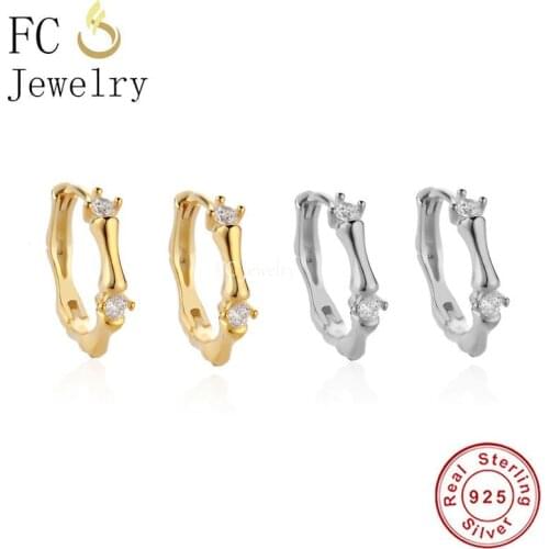 925 Silver 18k Gold Plate Bamboo Interlinked Huggies Piercing Hoop Earring For Women Christmas Boucle D'oreilles Pendientes 2021