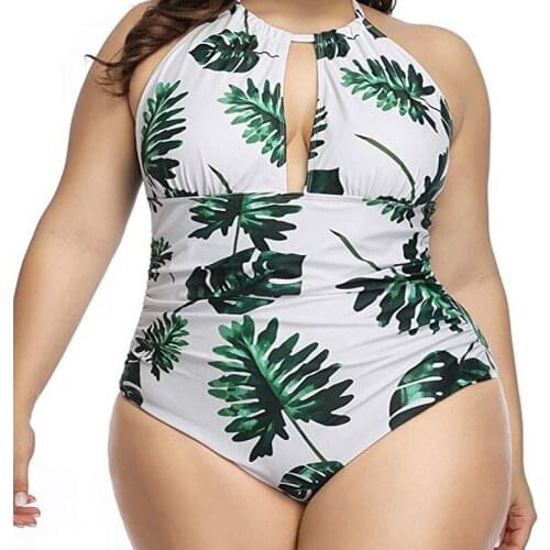 Plus Size 5XL Women Swimwear 2021 Summer New Sexy Women One Piece Printing Bandage Siamese Swimsuit Bikini Stroje Kapielowe