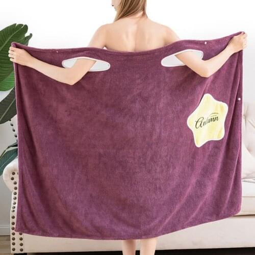 Women Bath Towel Anti-fade Coral Fleece Fluffy Microfiber Bathrobe Supplies Skin-friendly Wearable Towels